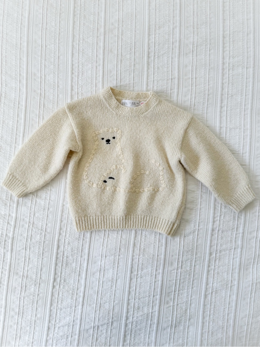 Zara Baby Bear Knit Sweater Cream Polar Bear Jumper 9–12M